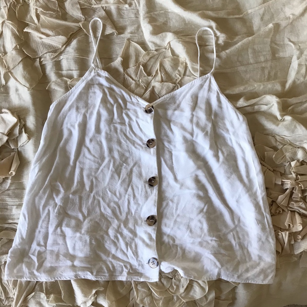 White Button Down Tank